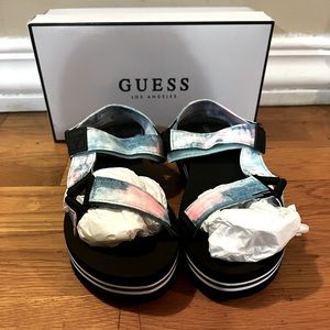 Guess Woman’s Avin Strappy platform Sandals- Blue-9M